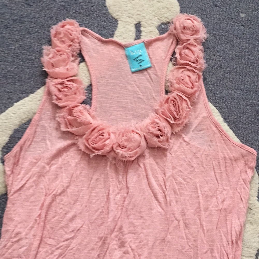 Blush pink rose chiffon detail racerback top